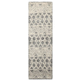 Runner Black White Color Hand Tufted Geometric Wool Transitional Oriental Rug